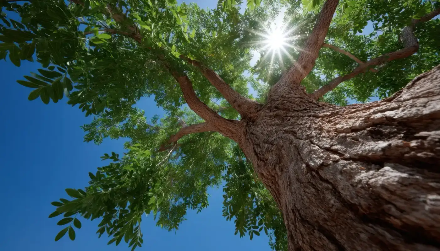 Ash tree with thinning crown showing emerald ash borer decline